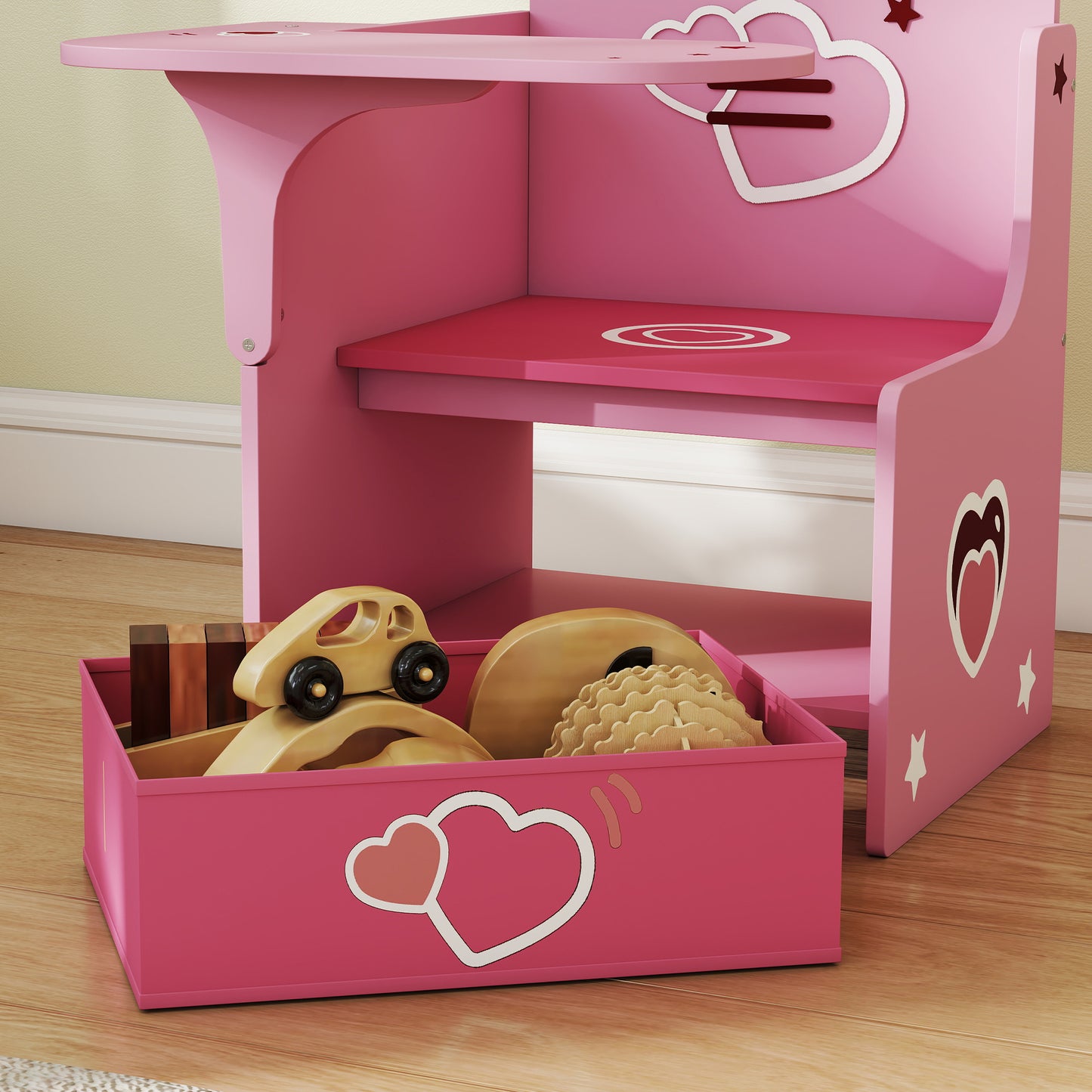 Kids Table and Chair Set, Children Desk and Chair with Storage Bins