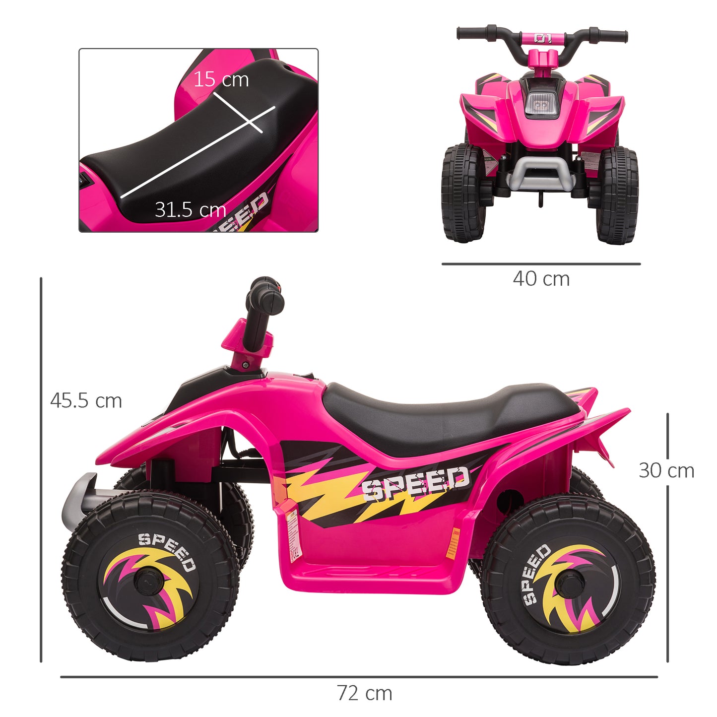 6V Kids Electric Ride on Car ATV Toy Quad Bike Four Big Wheels w/