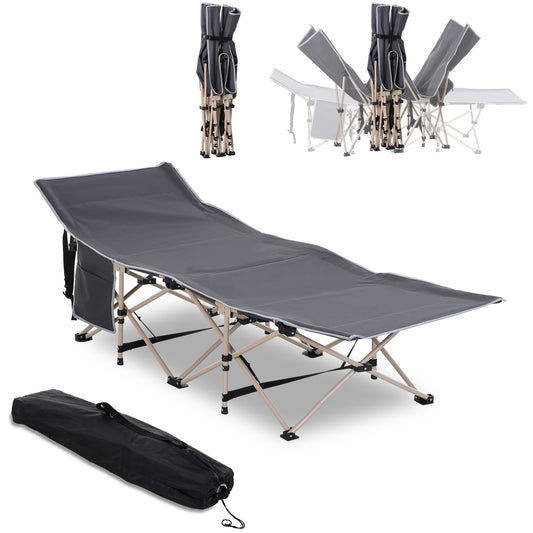Single Steel Frame Portable Camping Cot, with Carry Bag