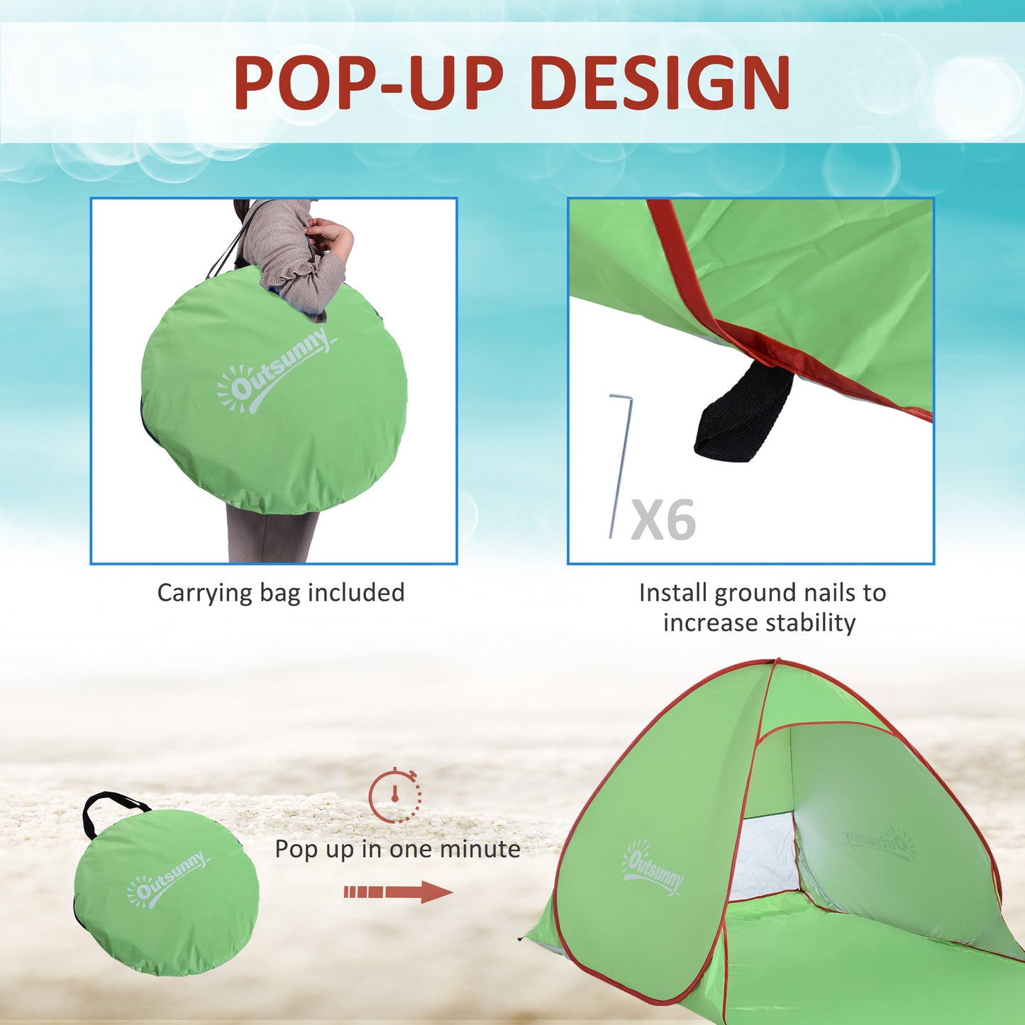 Pop Up Tent Beach Fishing Camping UV Protection Patio Sun Shade
