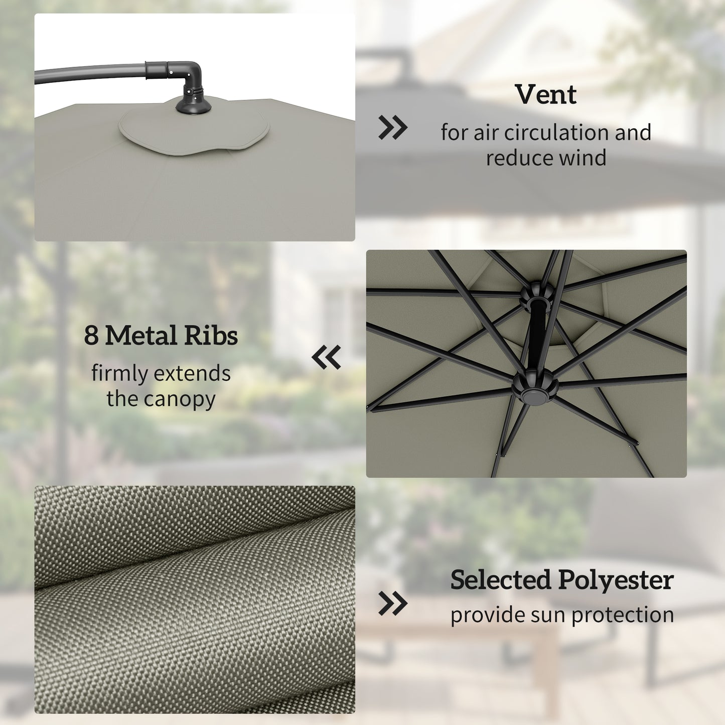 3m Overhanging Parasol, with Base, Weights and Cover