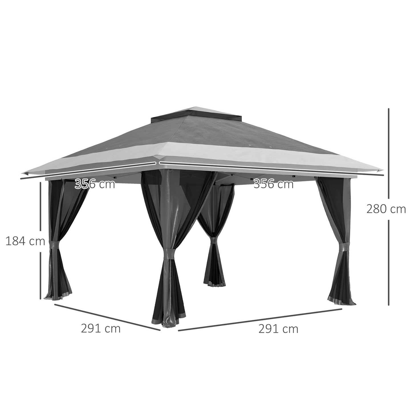 3.6 x 3.6m Pop-Up Gazebo, with Accessories
