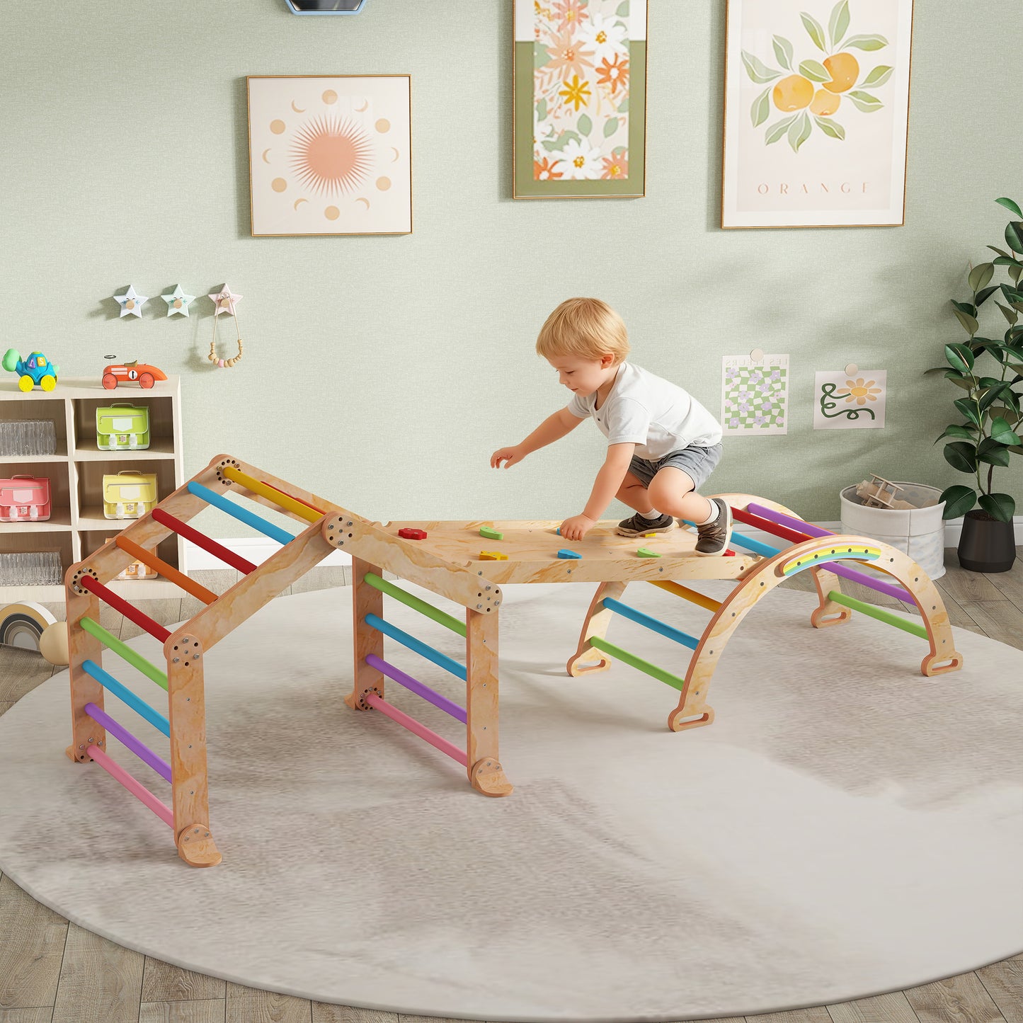 9 in 1 Toddler Climbing Frame with Ramp, Slide, Arch, Ladder