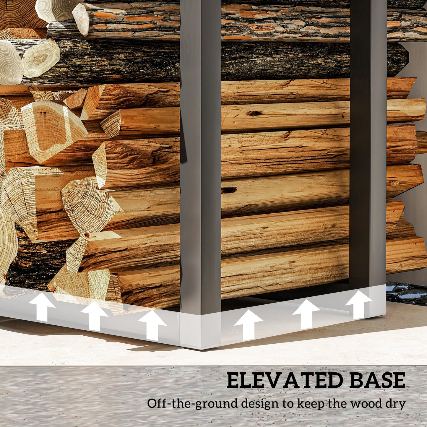 Firewood Log Rack Set of 2, Retractable Metal Wood Store Holder