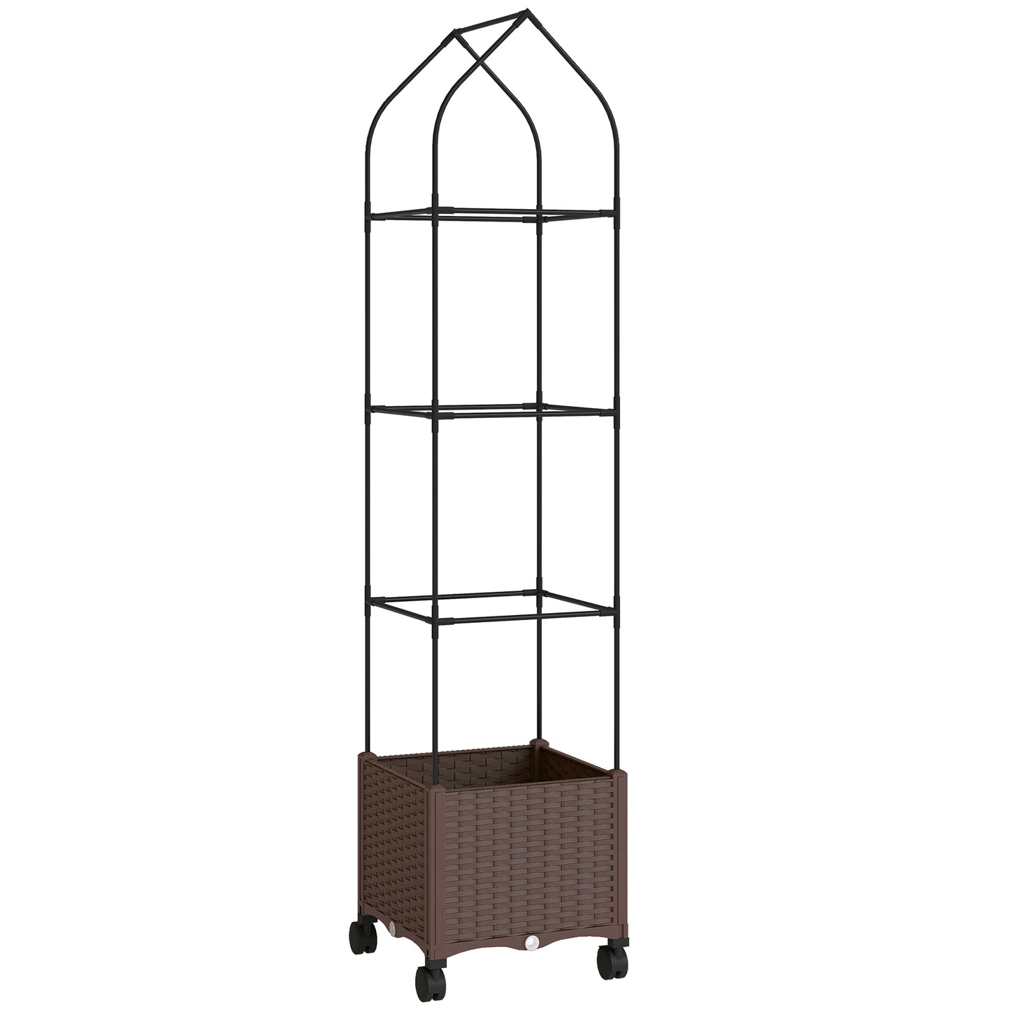 Raised Garden Bed with Trellis, Tomato Cage with Lockable Wheels