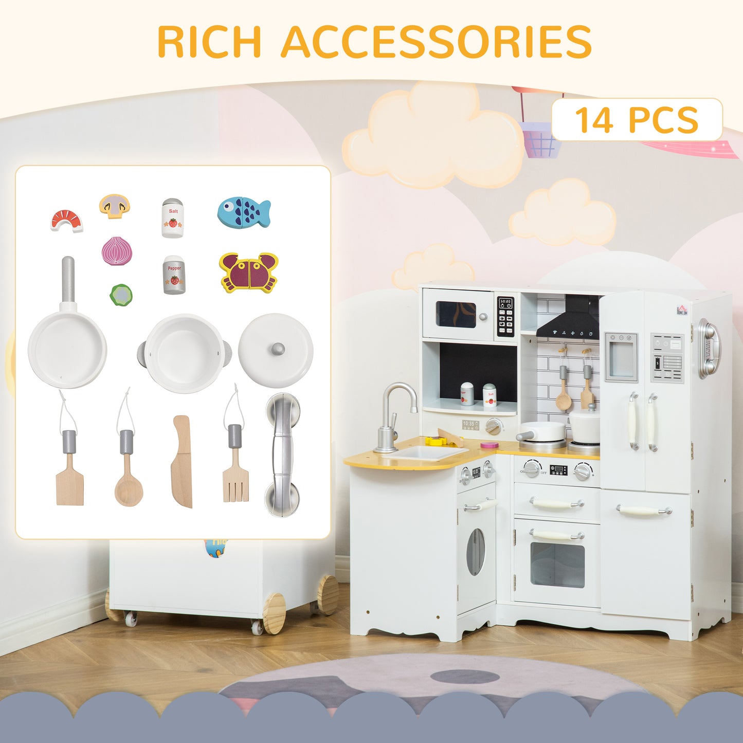Kids Kitchen Playset, Large Pretend Role Play Kitchen