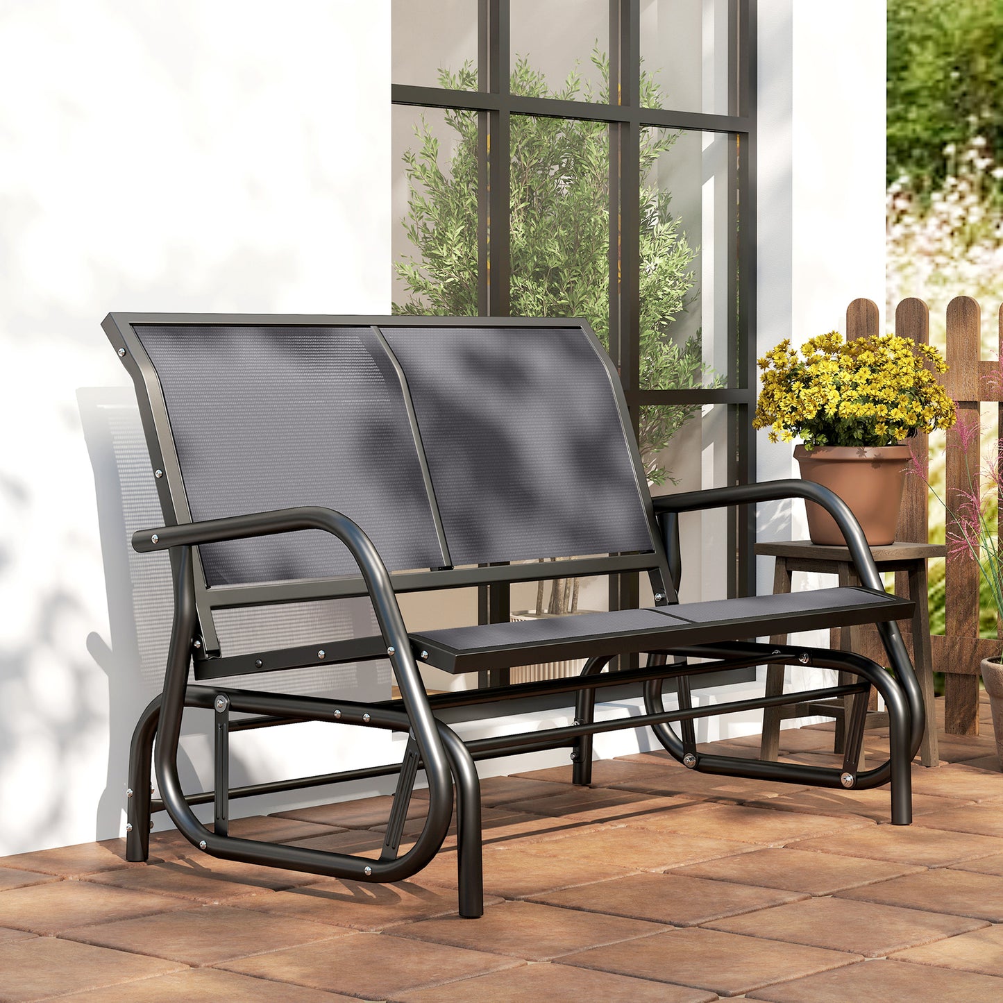 2-Person Outdoor Glider Bench Patio Double Swing Gliding Chair
