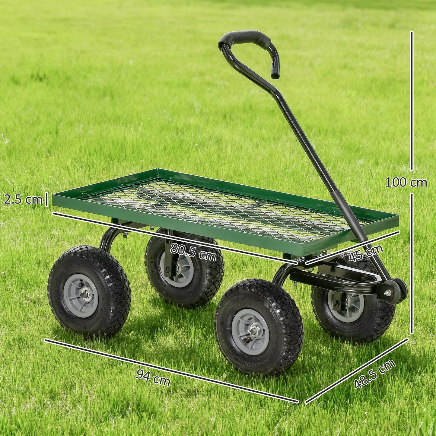 Garden Trolley Cart, Heavy Duty Garden Cart with Metal Frame
