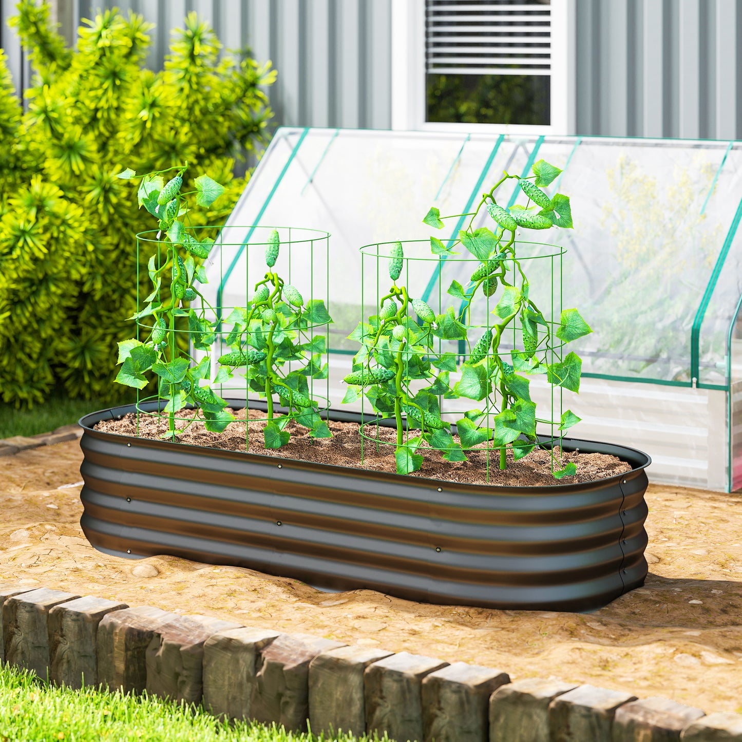 Galvanised Raised Garden Bed, Metal Planter Box with Safety Edging (1)