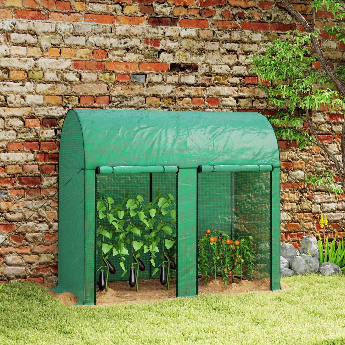 200 x 100cm Walk-In Greenhouse, with Zipped Doors