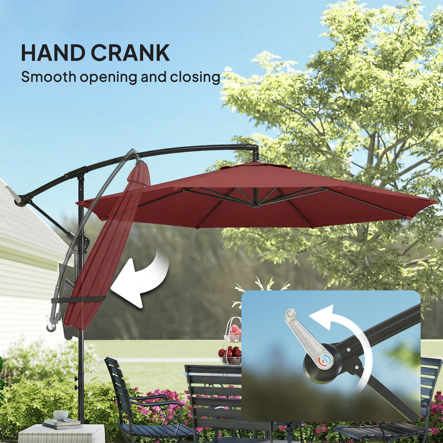 3 m Overhanging Cantilever Parasol, with Cross Base