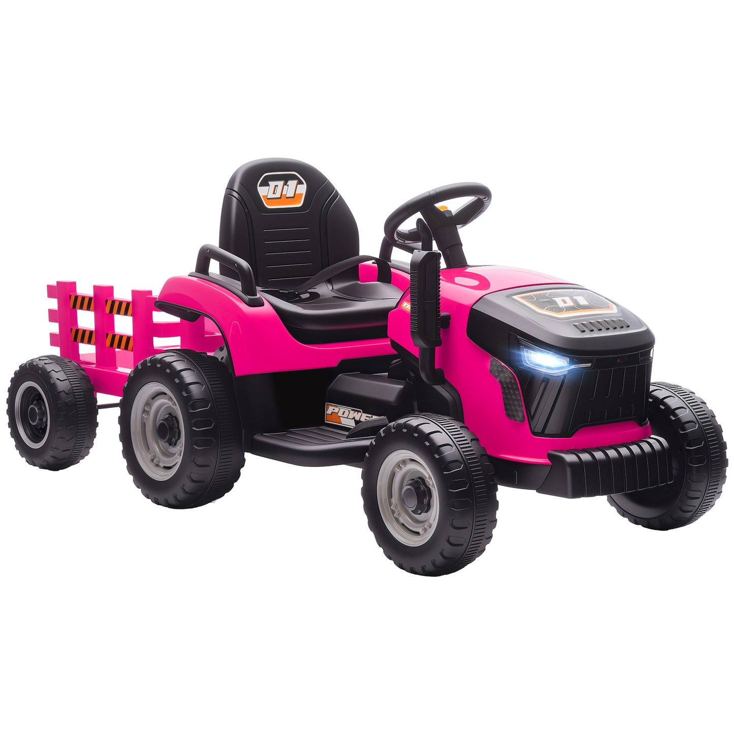 12V Ride on Tractor and Trailer with Remote Control, Music, Shifter
