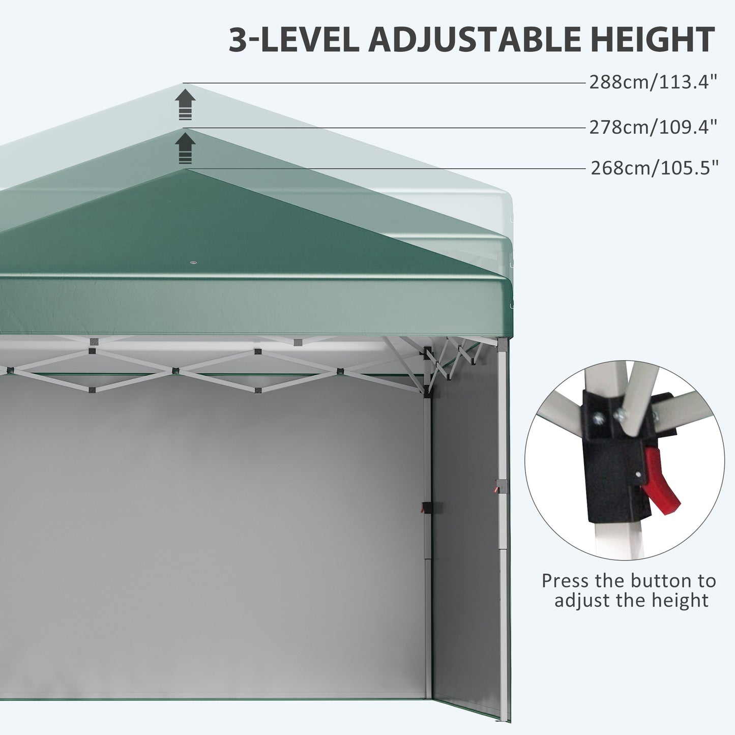3 x 3 (M) Pop Up Gazebo, UPF 30+ with 2 Sidewalls