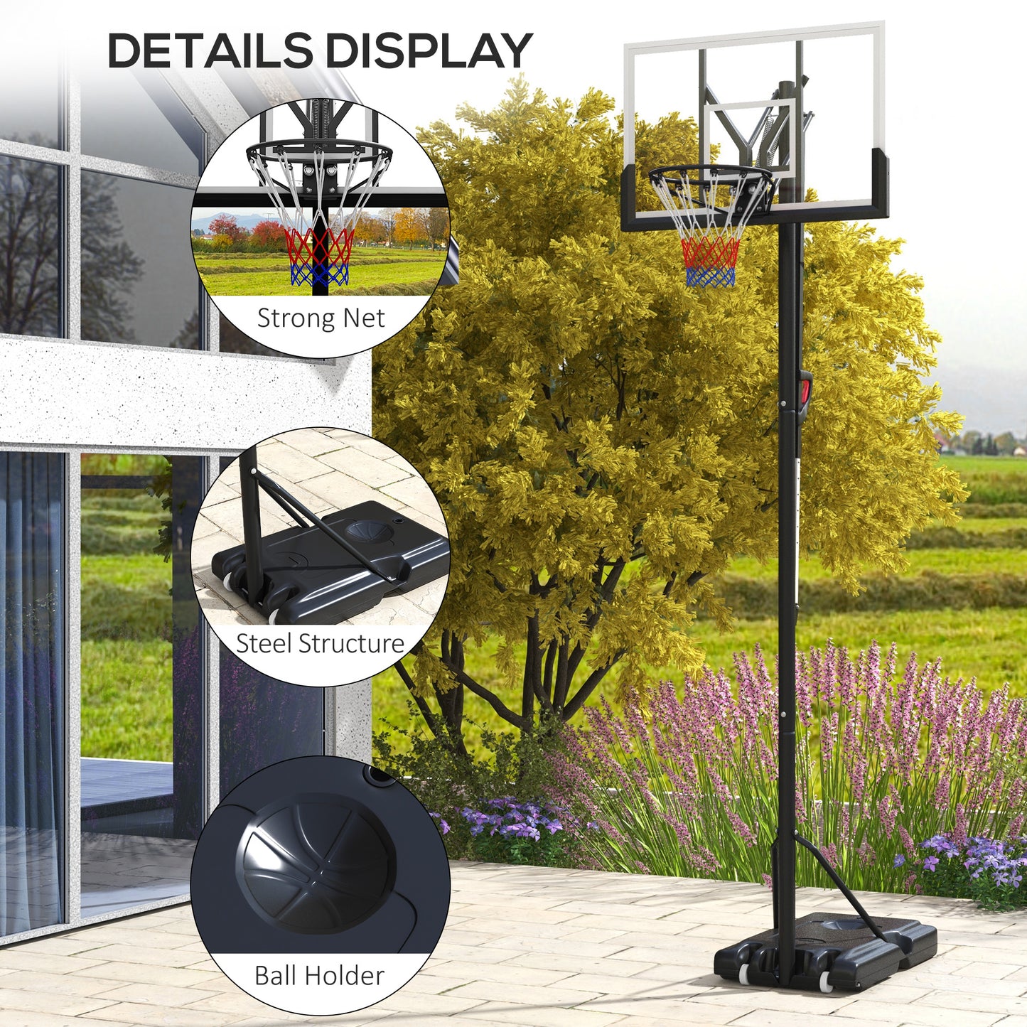 Six-Level Height Adjustable Freestanding Basketball Hoop and Stand