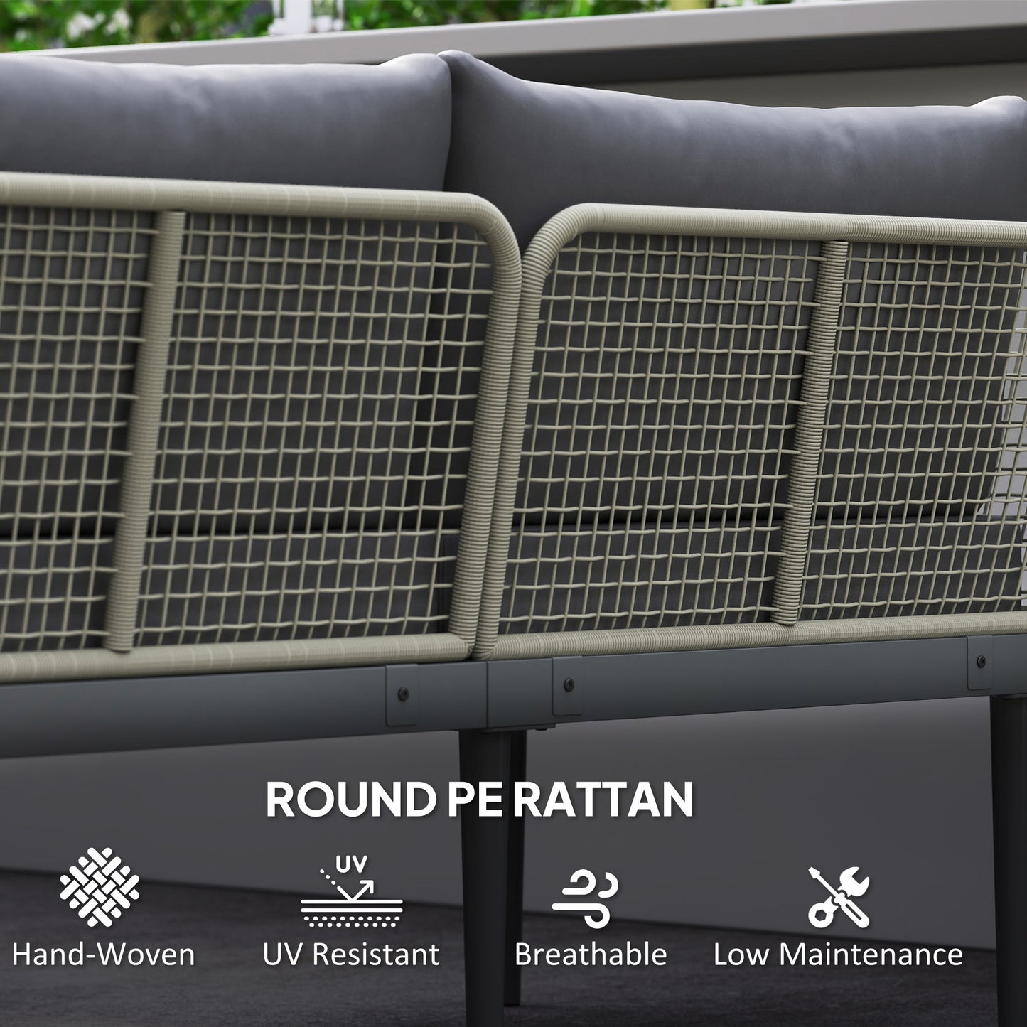 Thee-Piece 'L' Rattan Sofa Set
