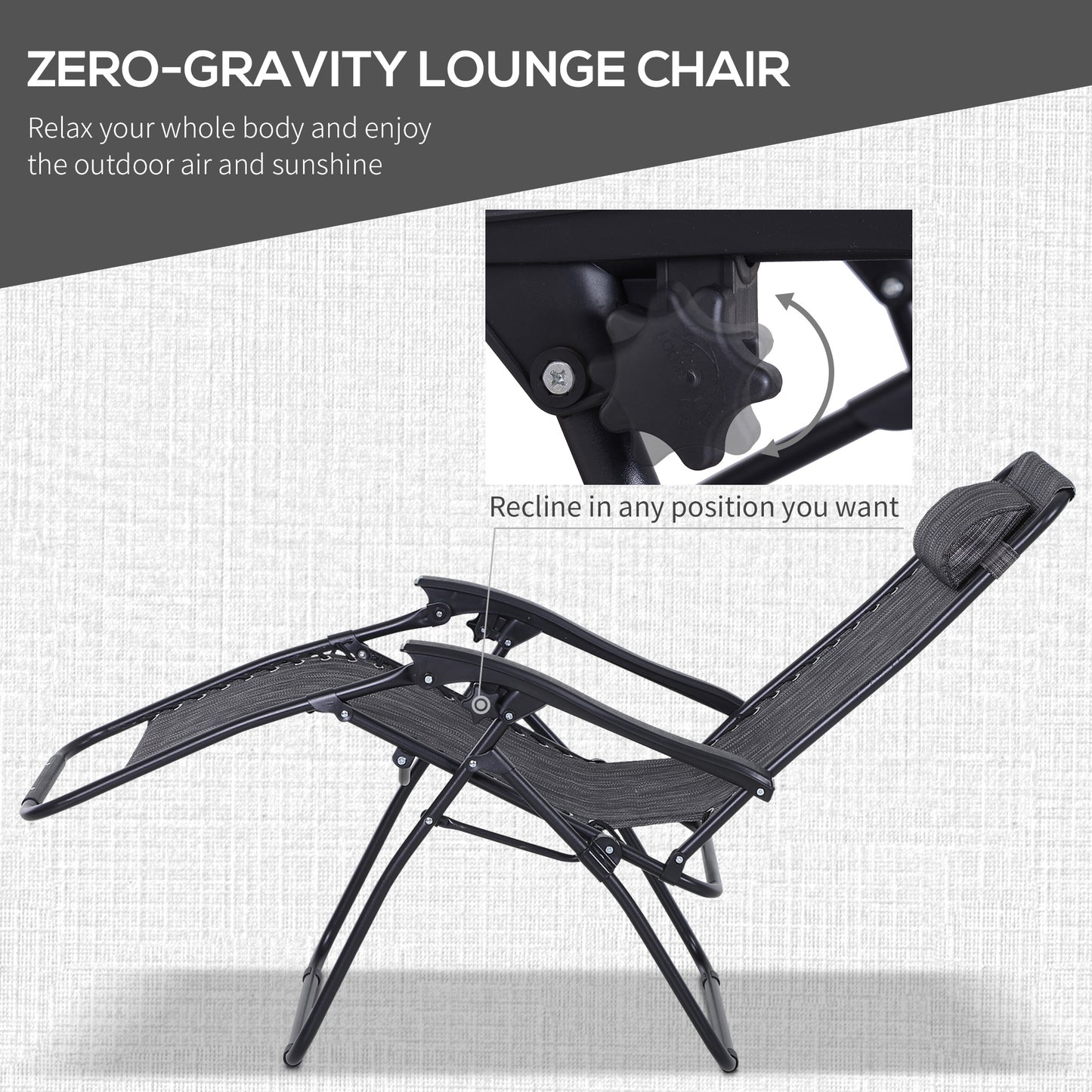 3pcs Folding Zero Gravity Chairs Sun Lounger Table Set w/ Cup