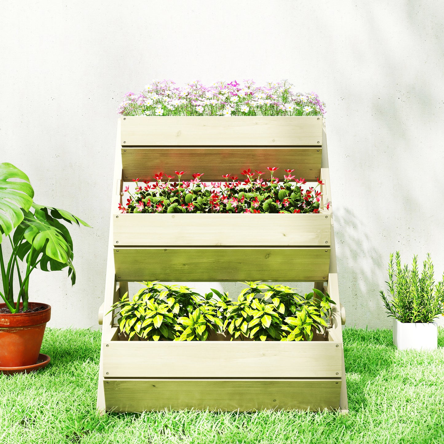 3 Tier Raised Garden Bed Wooden Elevated Planter Box Kit