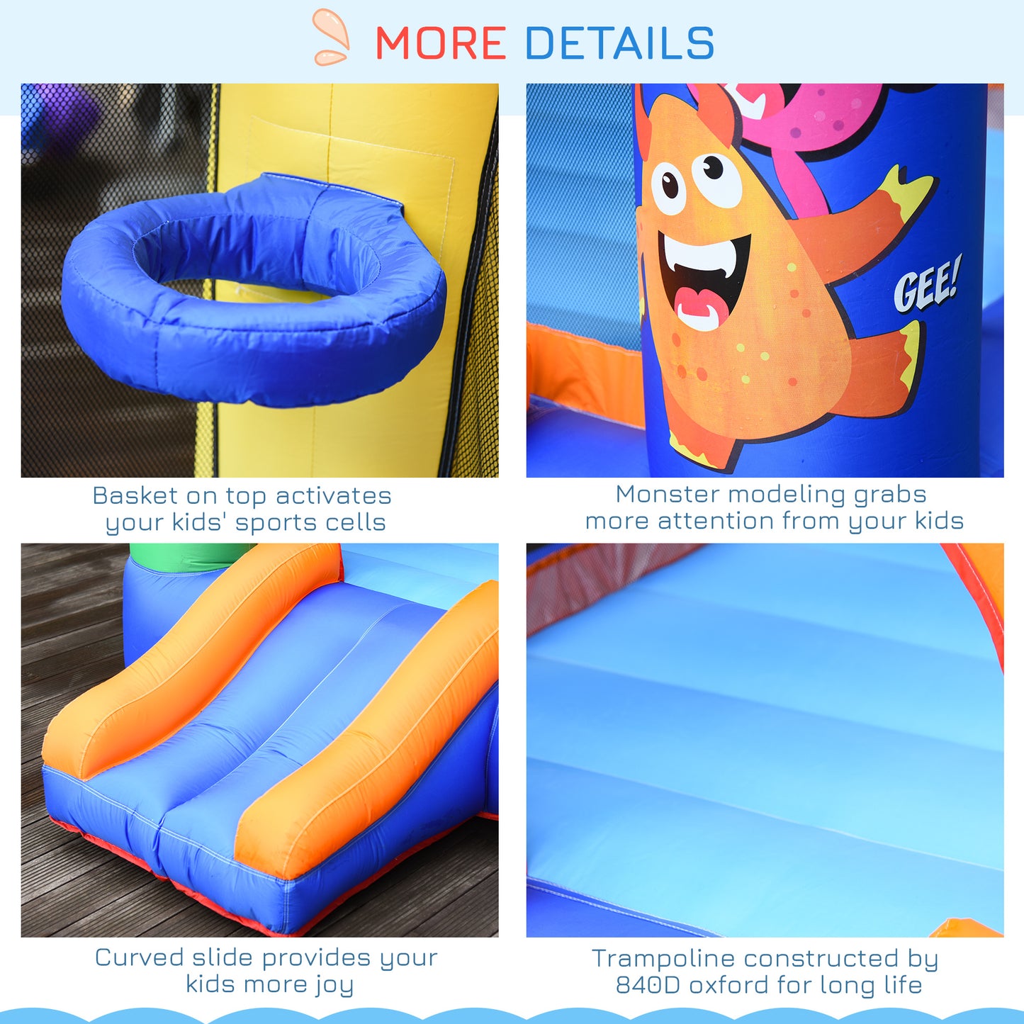Bouncy Castle Inflatable Basket Trampoline Slide Monster Design 180
