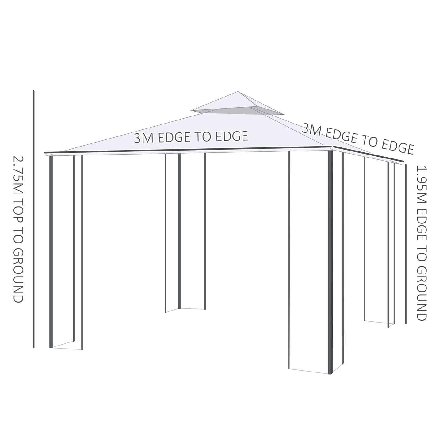 3(M)x3(M) Garden Gazebo Double Top Outdoor Canopy Patio Event Party