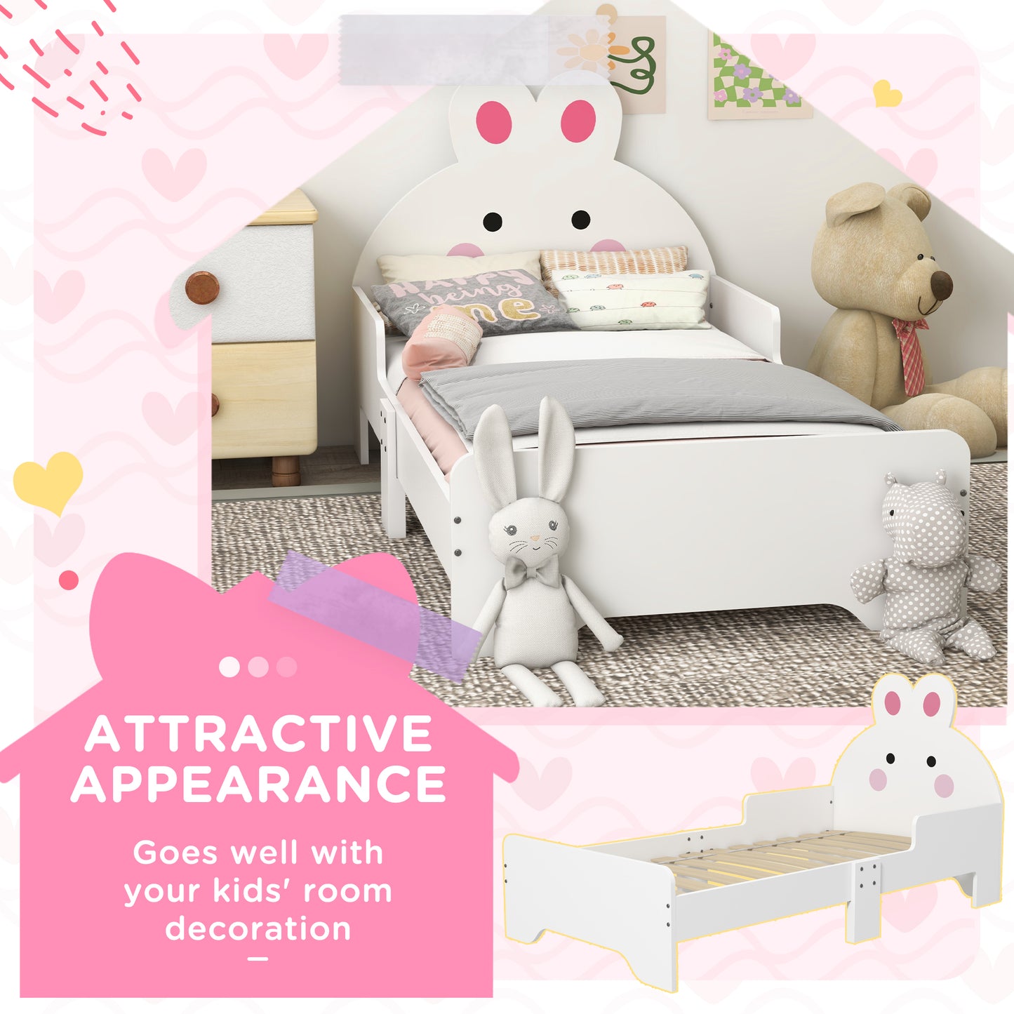 Wooden Kids Bedroom Furniture Set with Kids Dressing Table, Stool