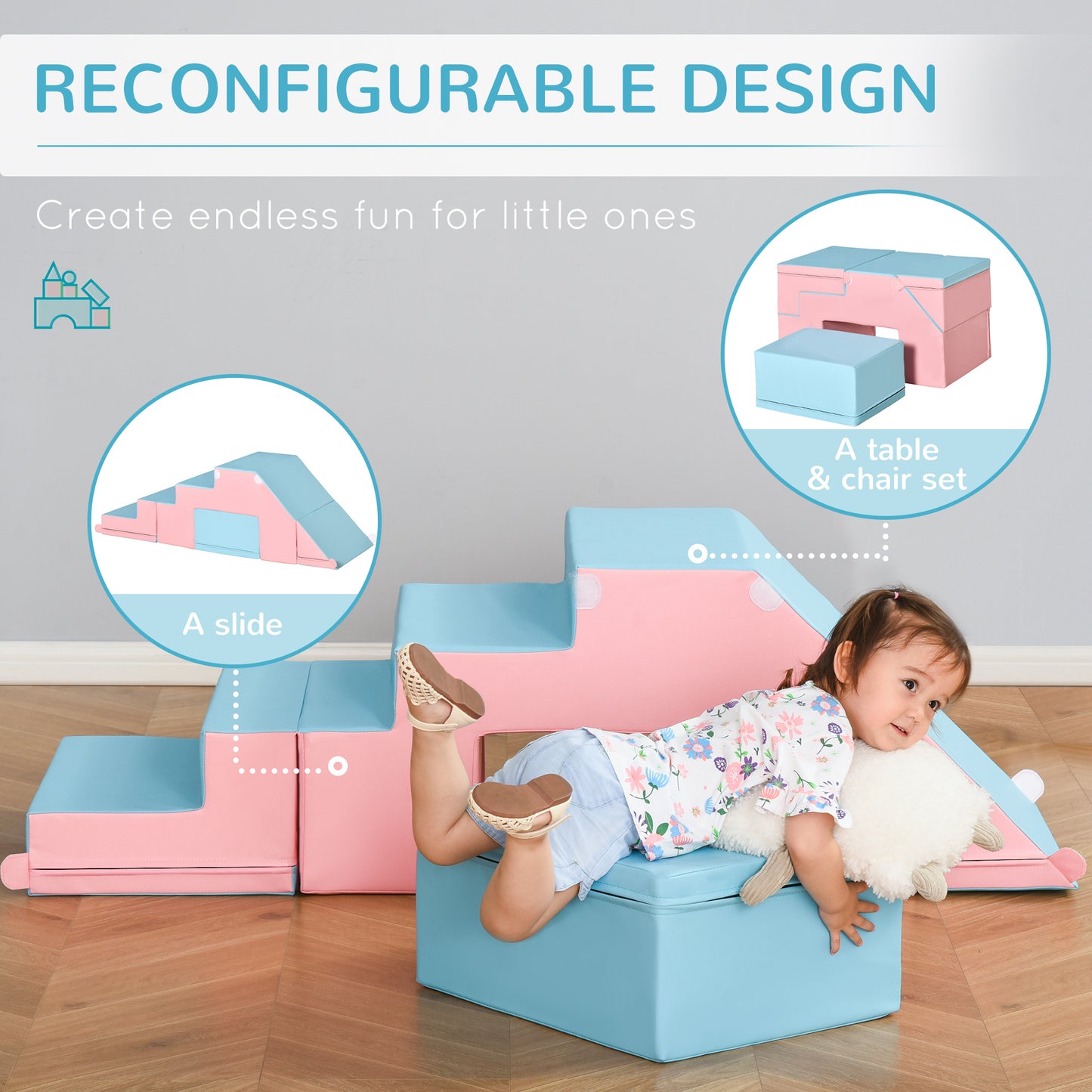 2-piece Soft Play Set, Baby Foam Climber Block for Toddler 1-3 Years