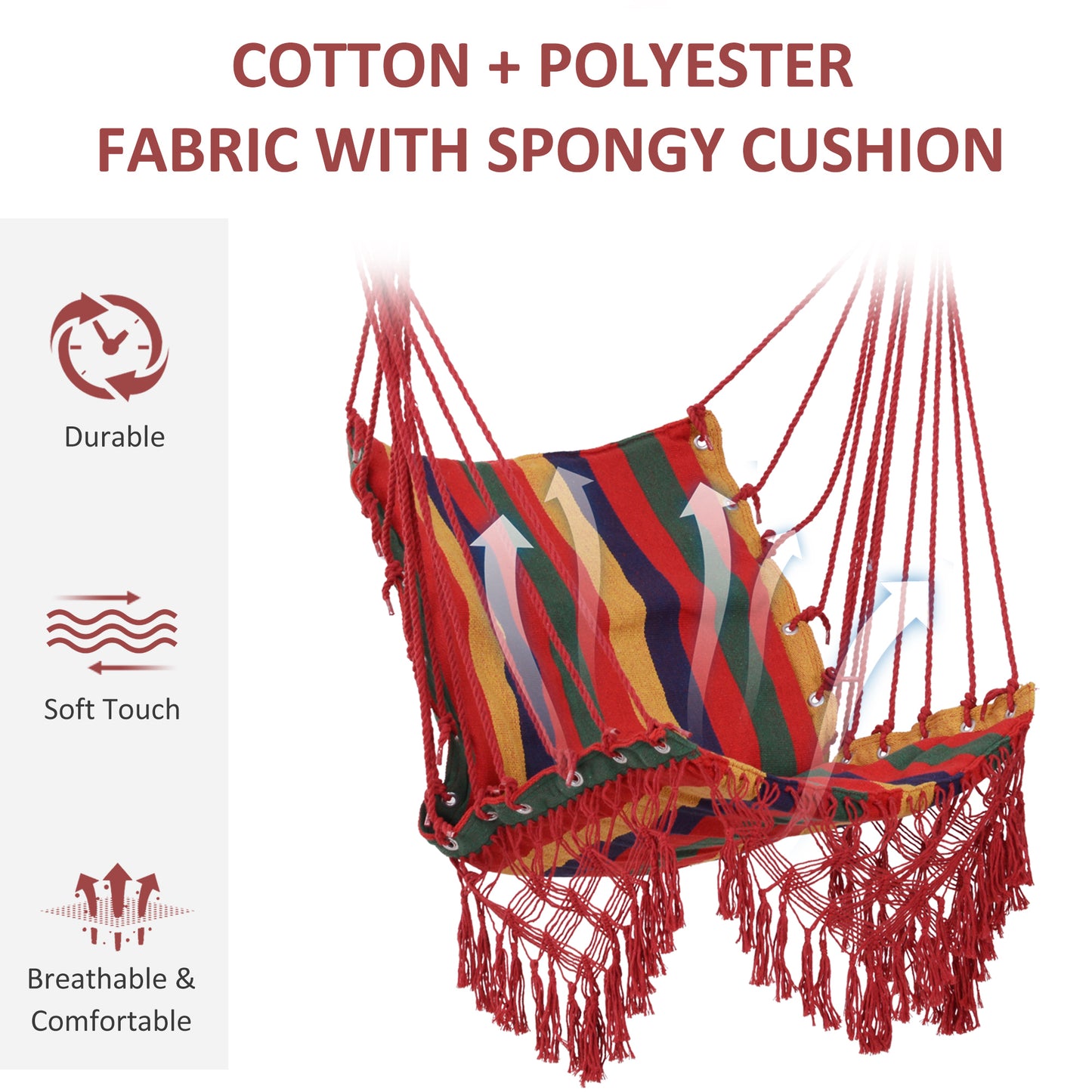 Hammock Chair Swing Colourful Striped Tree Hanging Seat Porch