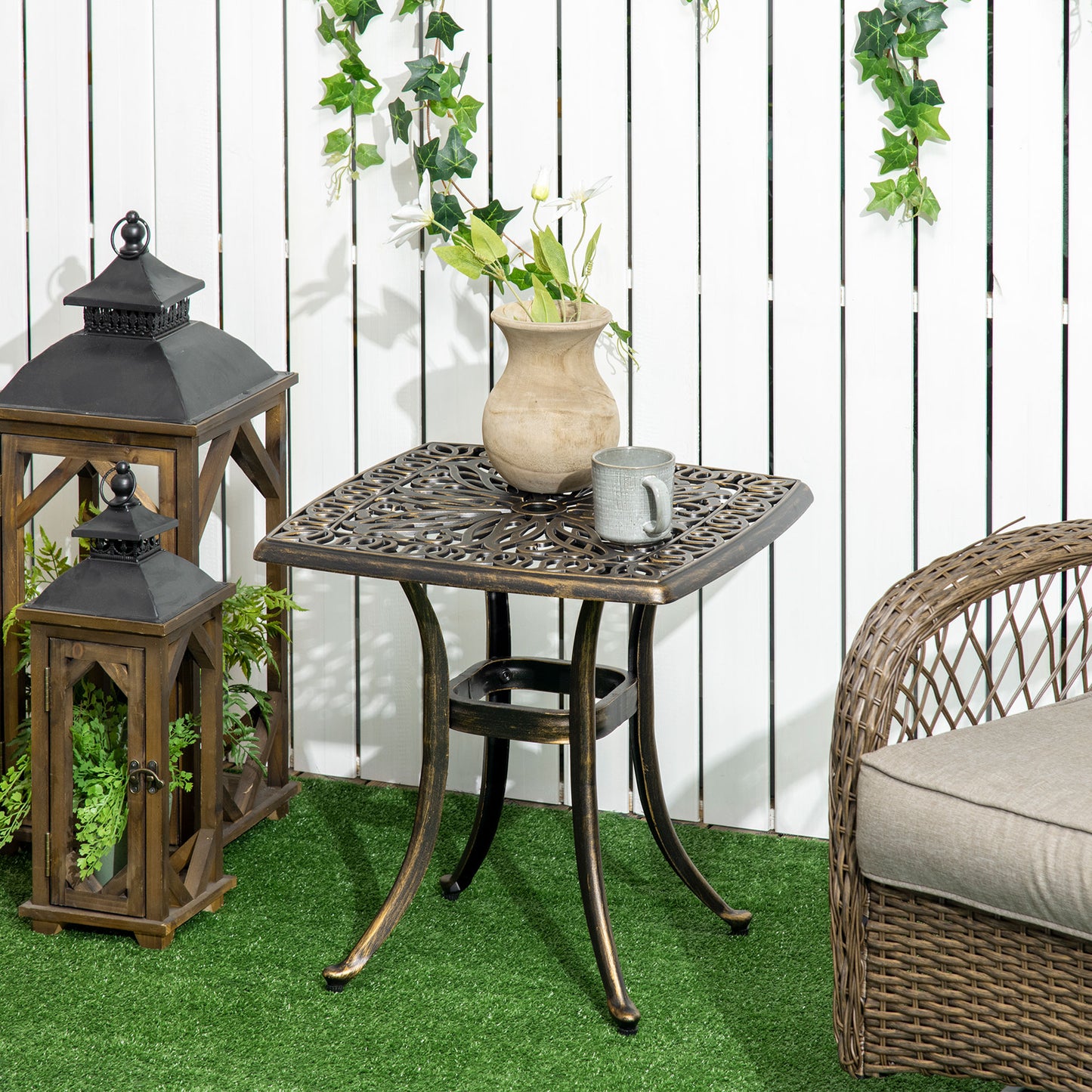 Outdoor Patio Side Table with 38mm Dia. Umbrella Hole