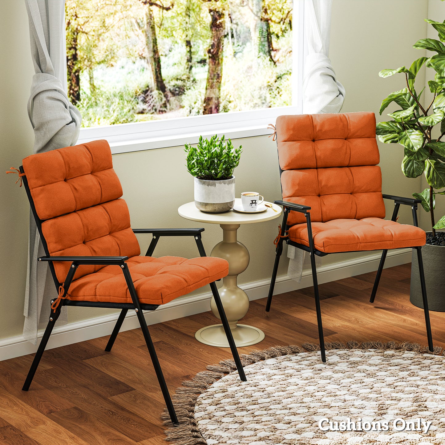 Set of Two Padded Outdoor Seat Cushions