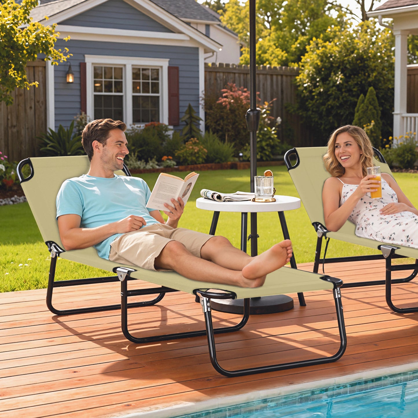 Foldable Sun Lounger with 5-Position Adjustable Backrest (1)
