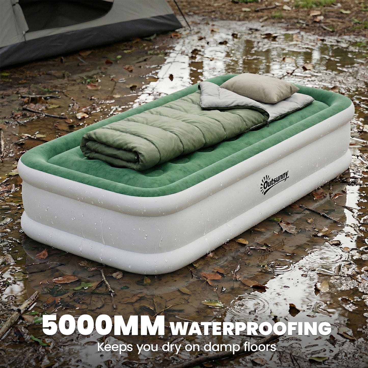 Inflatable Mattress, Single Air Bed with Built-in Electric Pump