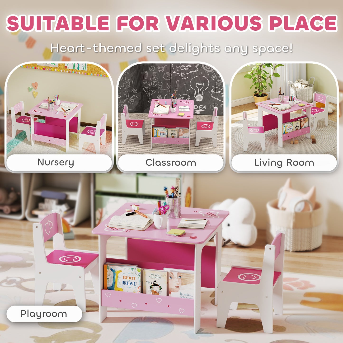 3 Pieces Kids Table and Chair Set