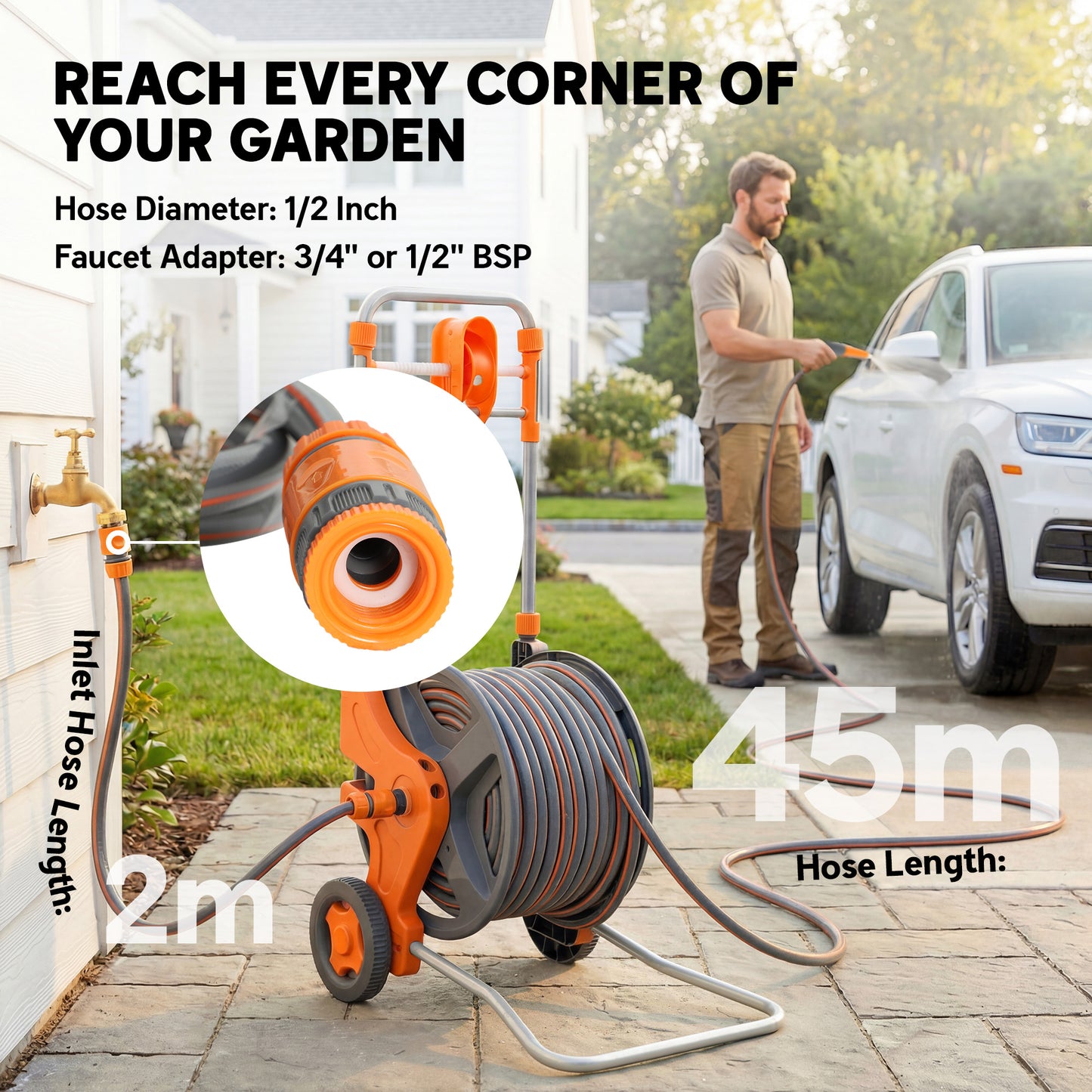 Hose Reel Cart with Wheels