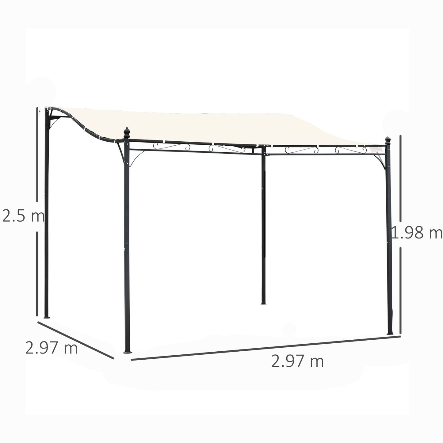 3x3 m Wall Mounted Garden Porch with UV Protection