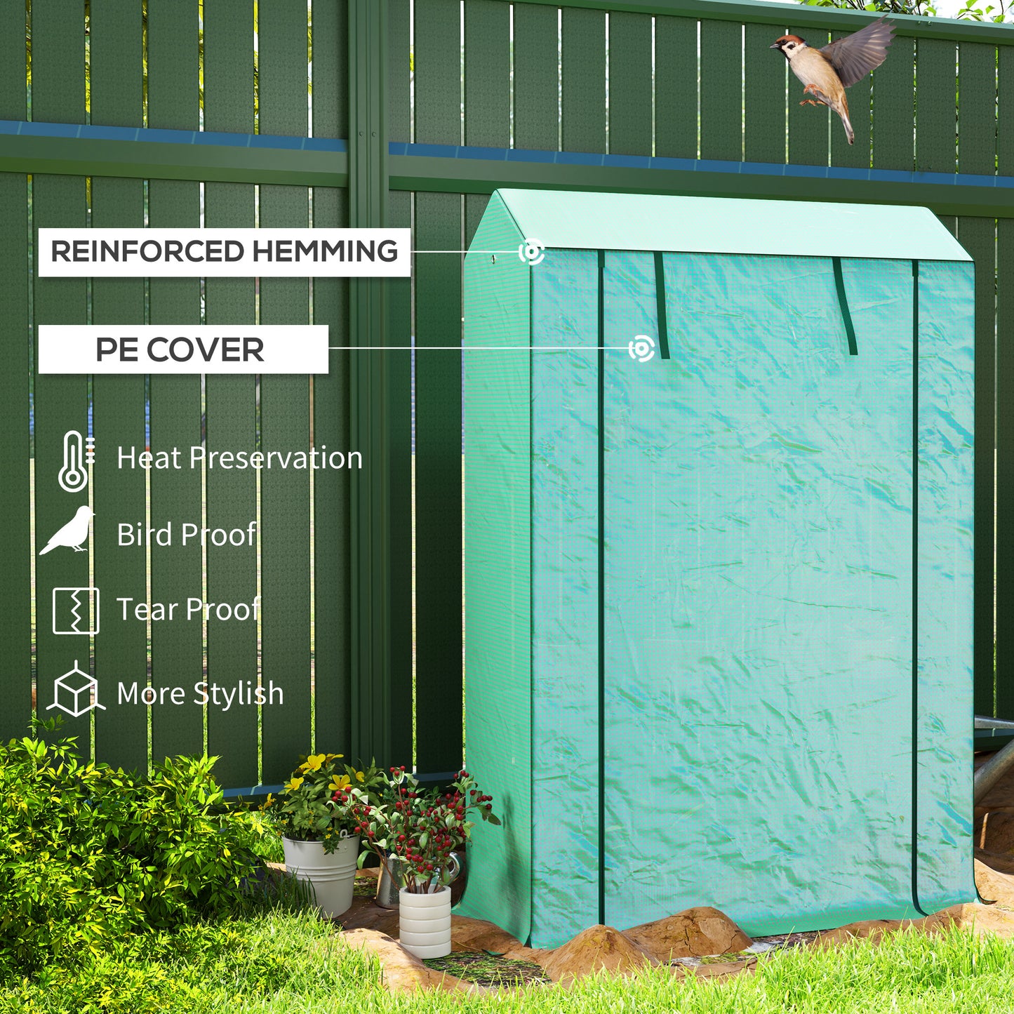 40 x 100cm Three Shelf Steel Frame Greenhouse