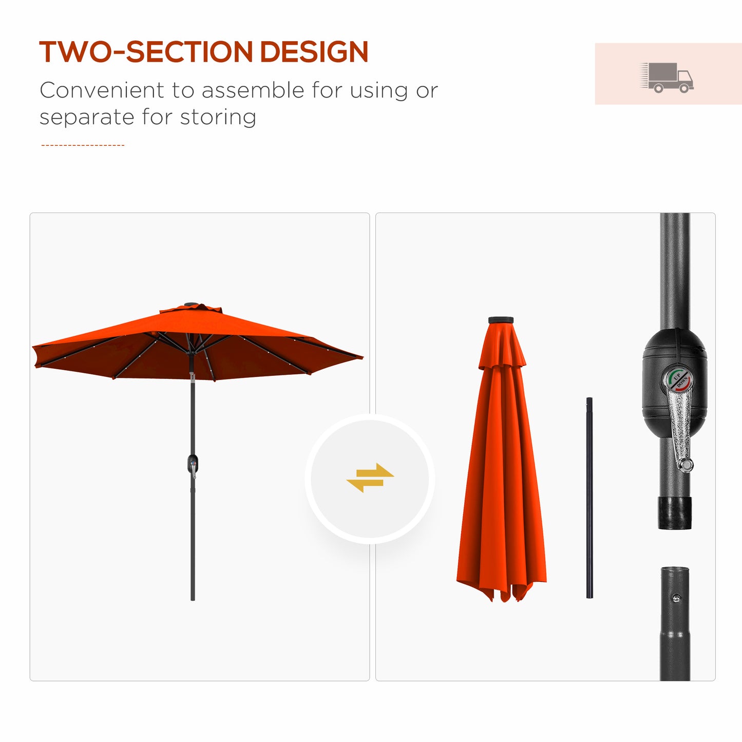 2.7m Outdoor Patio Garden Umbrella Parasol with Tilt Crank