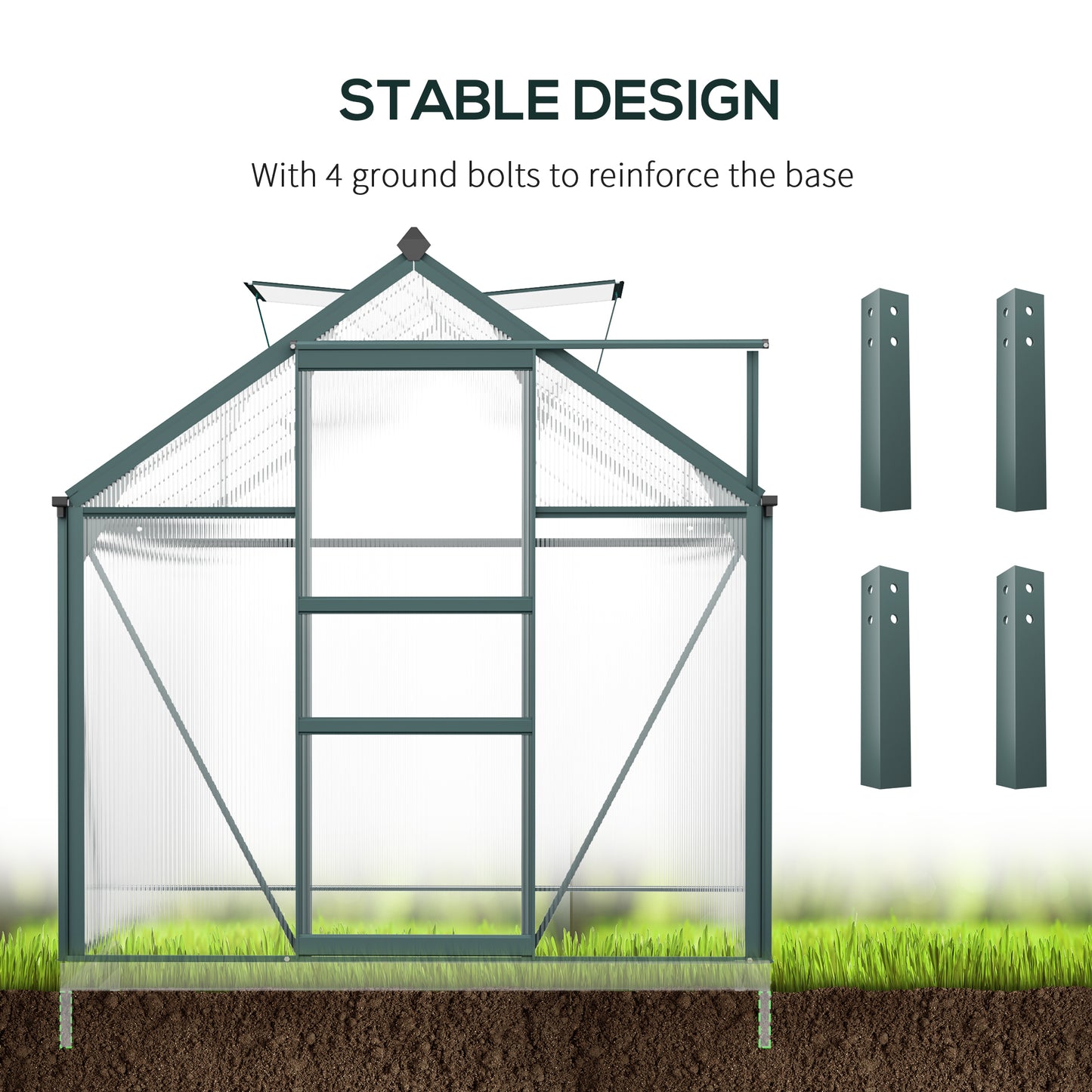 6 x 10ft Polycarbonate Greenhouse