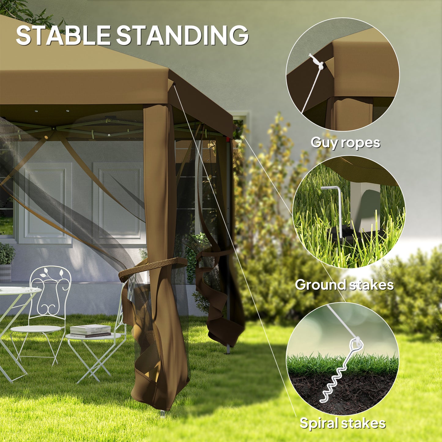 3 x 3 m Pop Up Gazebo, 420D Garden Tent Canopy