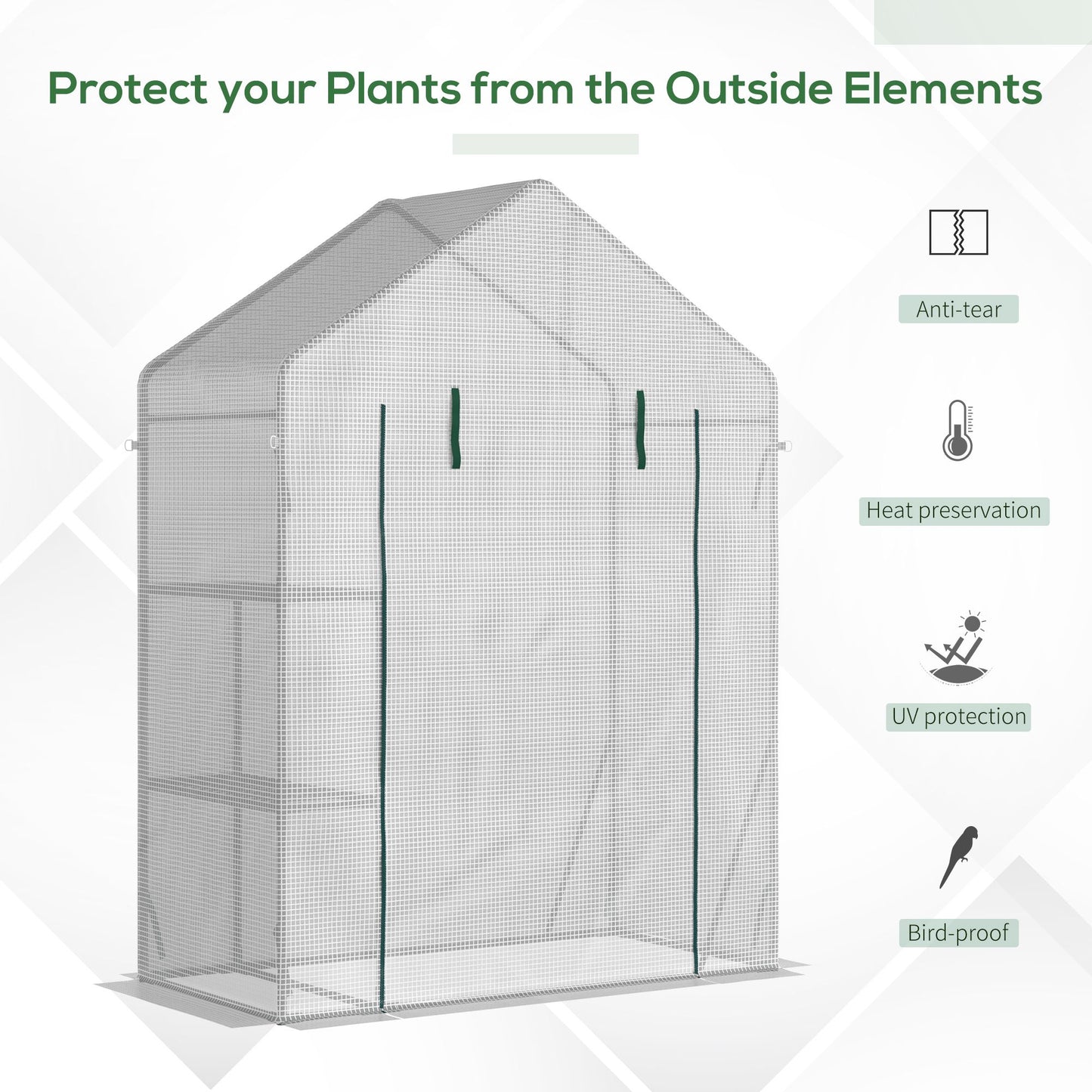 Walk In Greenhouse with 2 Tier Shelf