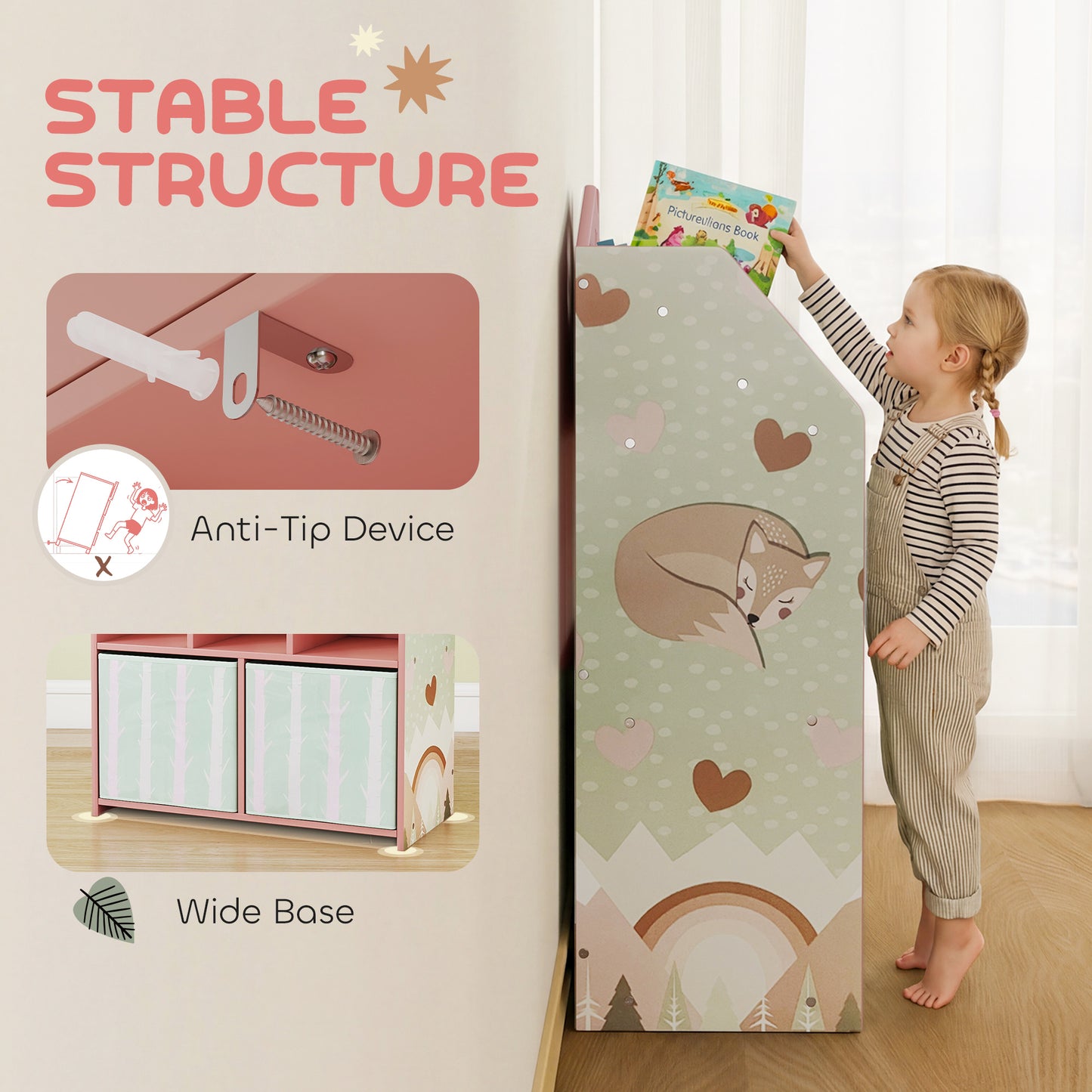 Kids Bookshelf with Storage, Toy Storage Unit with Book Display