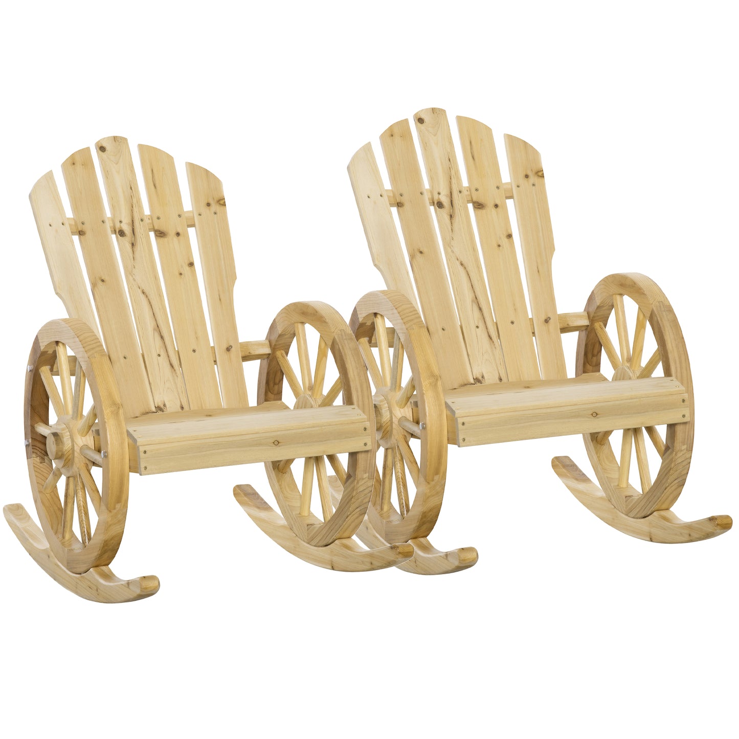 2 Piece Wooden Adirondack Rocking Chair Reclining Armchair Outdoor (1)