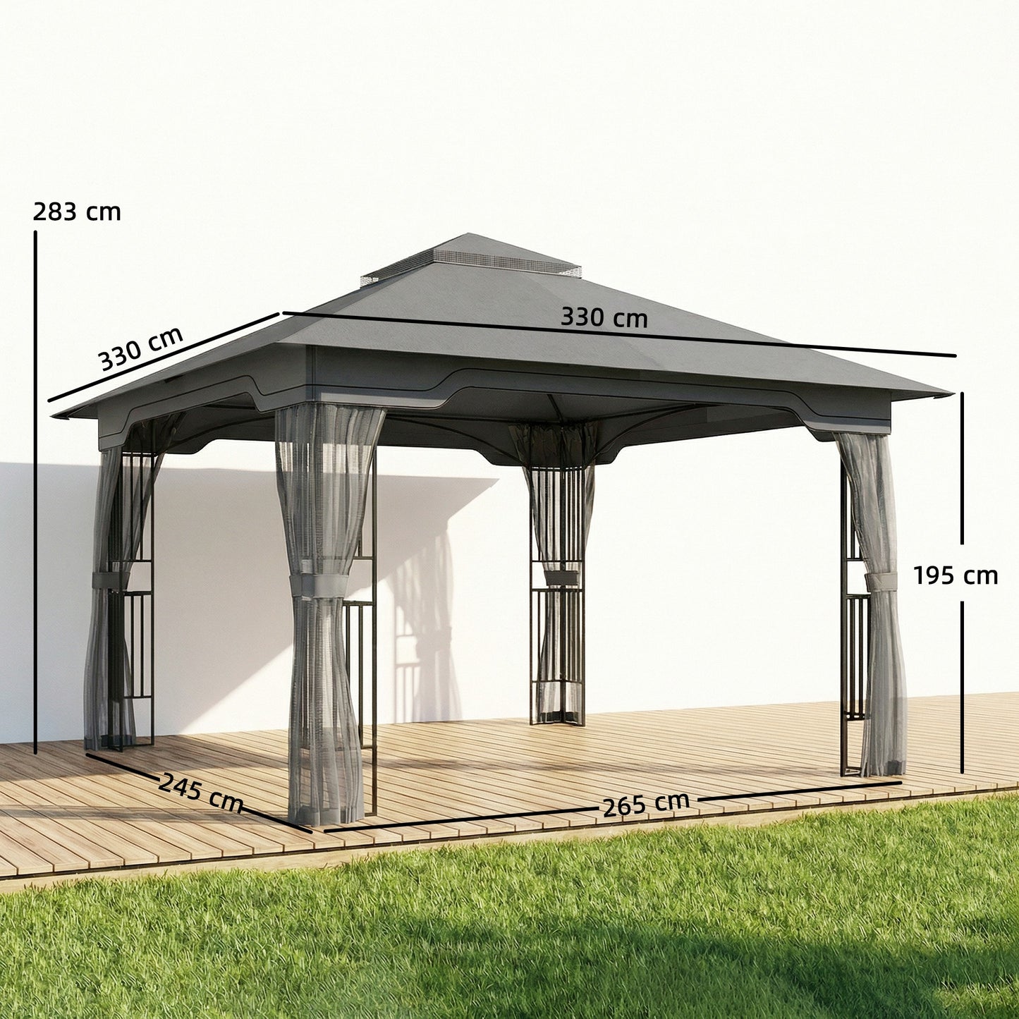 3.3 x 3.3 m Outdoor Garden Gazebo with Post Shelves