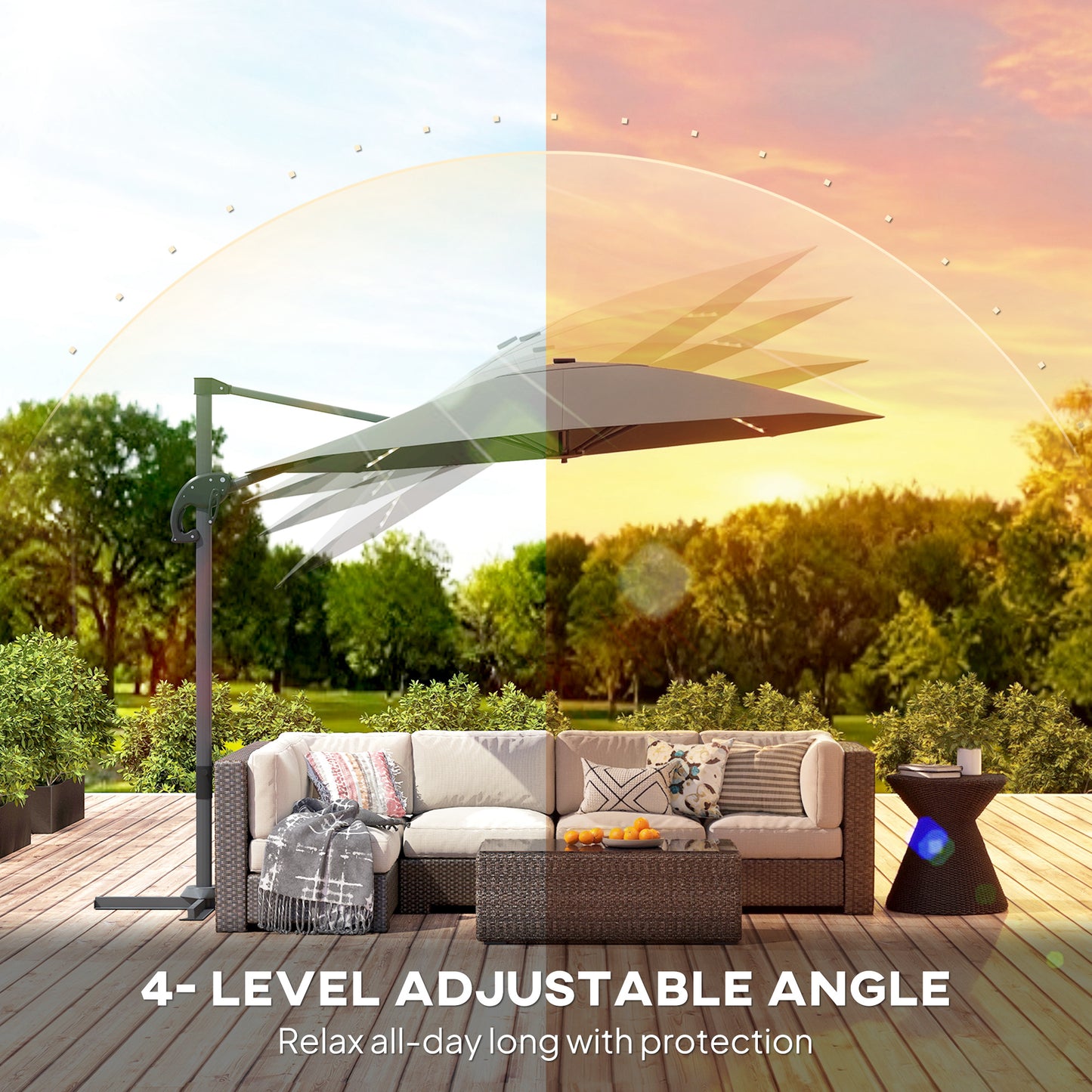3(m) Cantilever Garden Parasol with Solar Powered Lights