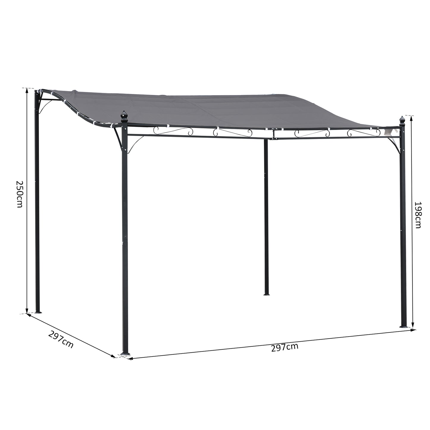3x3m Metal Pergola with Canopy Garden Awning for Garden Parties