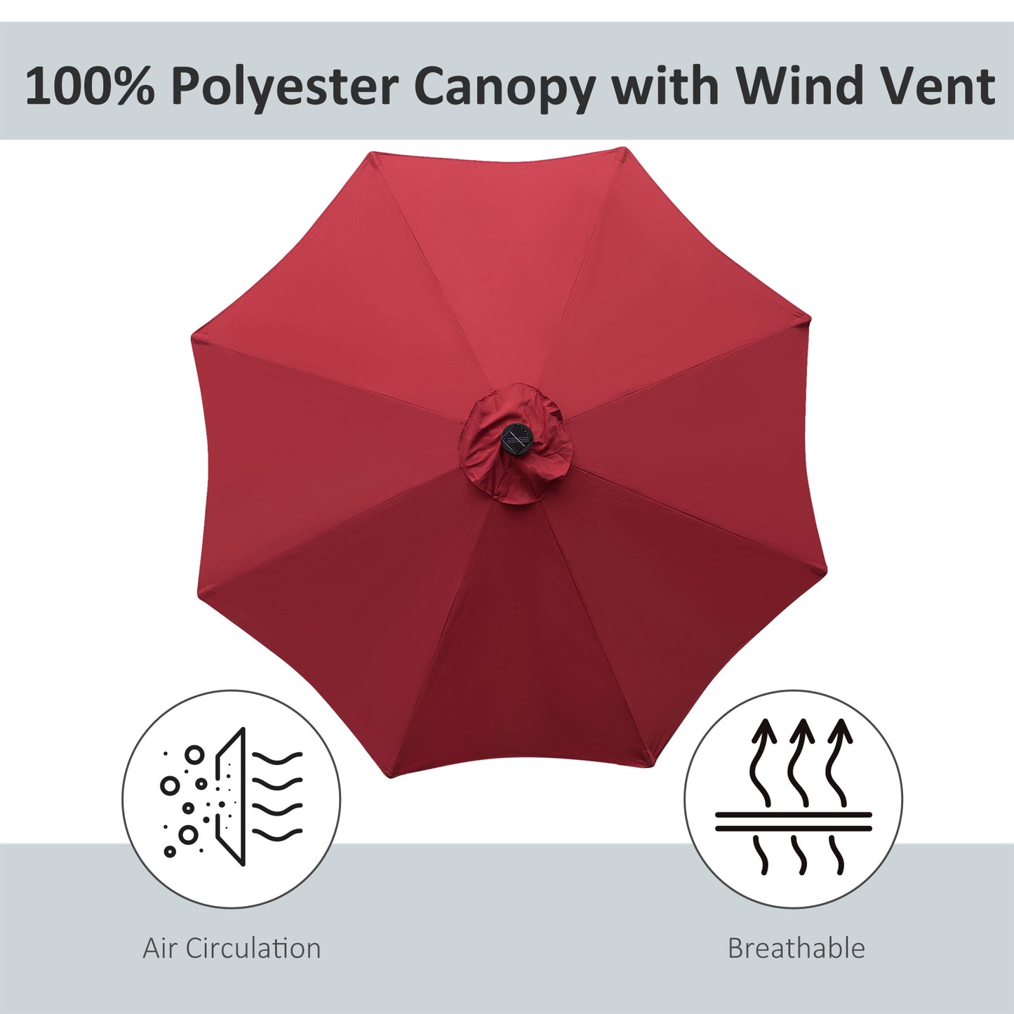 2.7m Patio Garden Umbrella Outdoor Parasol with Tilt Crank