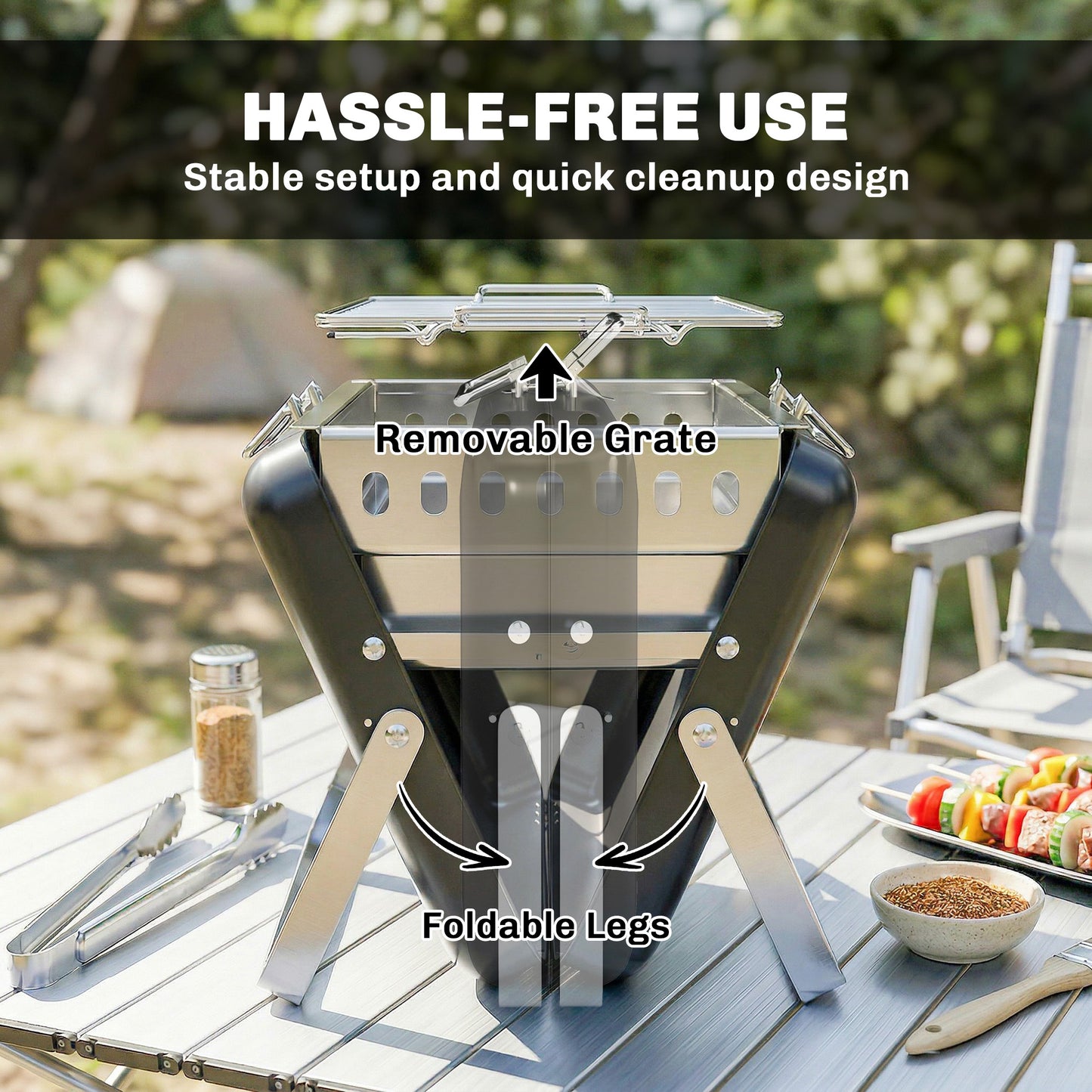 Charcoal BBQ Grill Portable Stainless Steel Barbecue