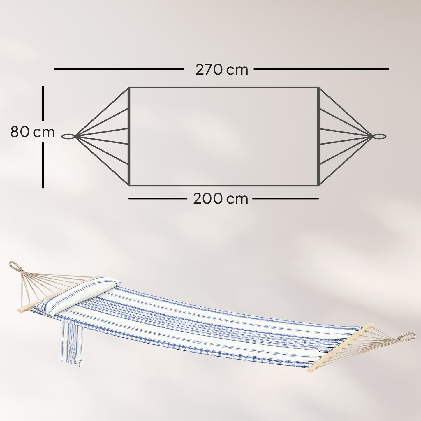 Cotton Hammock, Soft Portable Swing Sleeping w/ Headrest & Side (1)