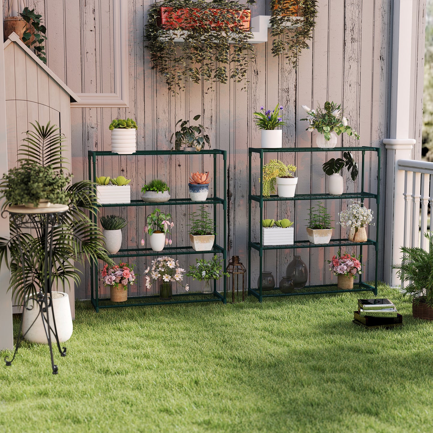 Modern Plant Stand, 4-Tier Planter Holder with Steel Frame