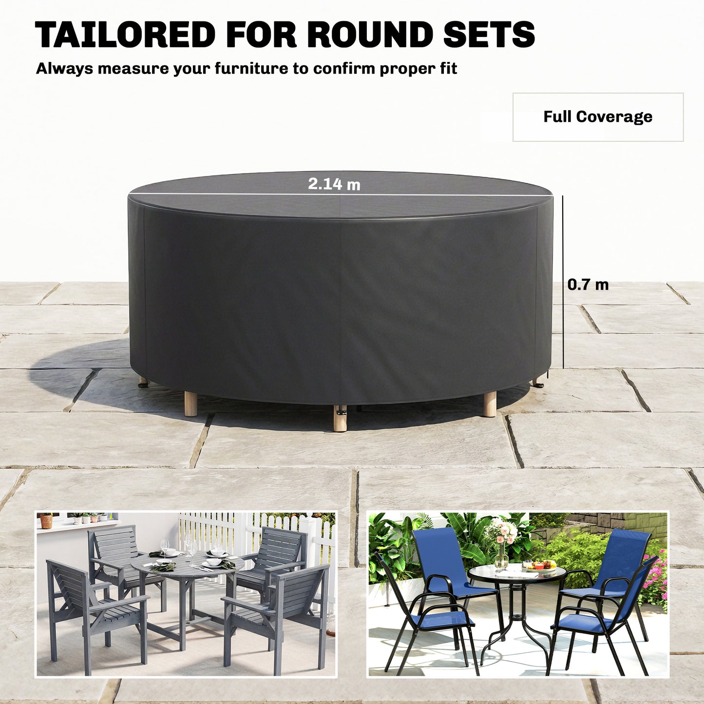 Round Garden Furniture Cover, Waterproof Garden Table Cover