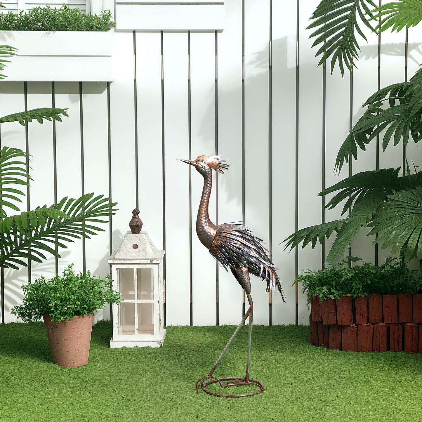 Heron Garden Statue, Standing Garden Ornament