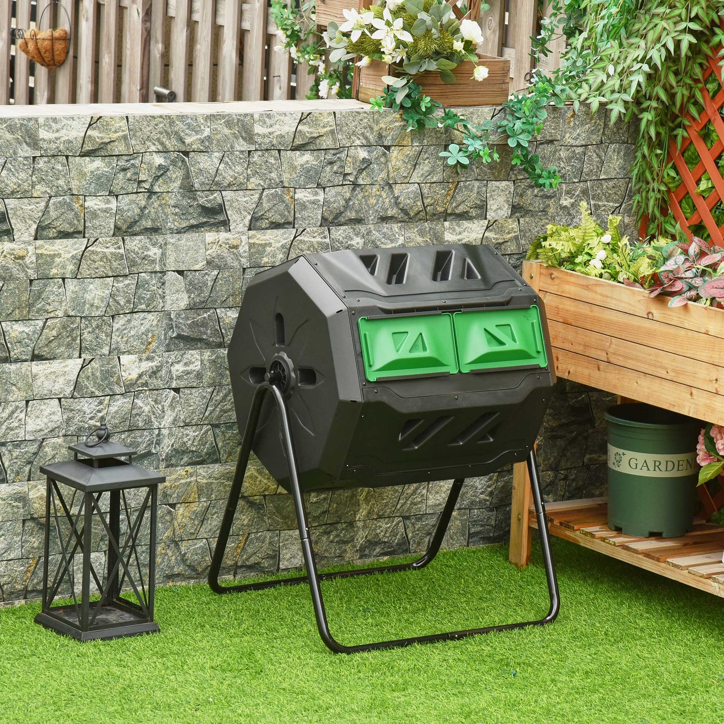 160L 360° Rotating Dual Chamber Composter